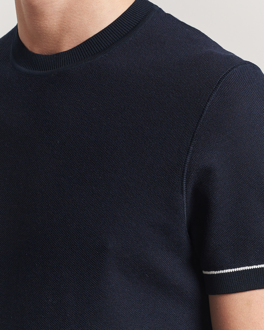 Hombres | Camisetas | BOSS BLACK | Jianfranco Cotton/Viscose Knitted T-Shirt Dark Blue