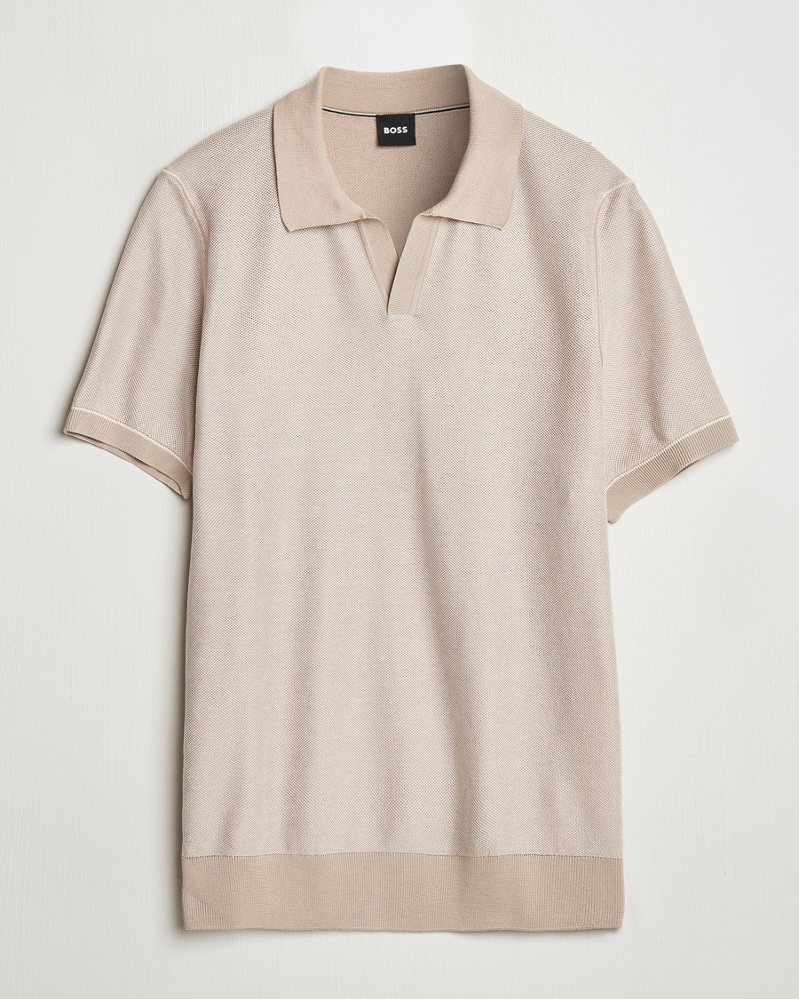 Hombres | Polos | BOSS BLACK | Jianluca Cotton/Lyocell Knitted Polo Open White