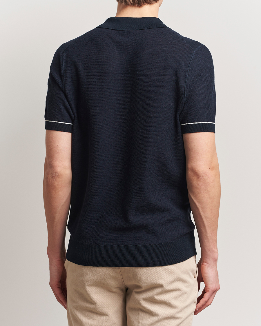 Hombres | Polos | BOSS BLACK | Jianluca Cotton/Lyocell Knitted Polo Dark Blue