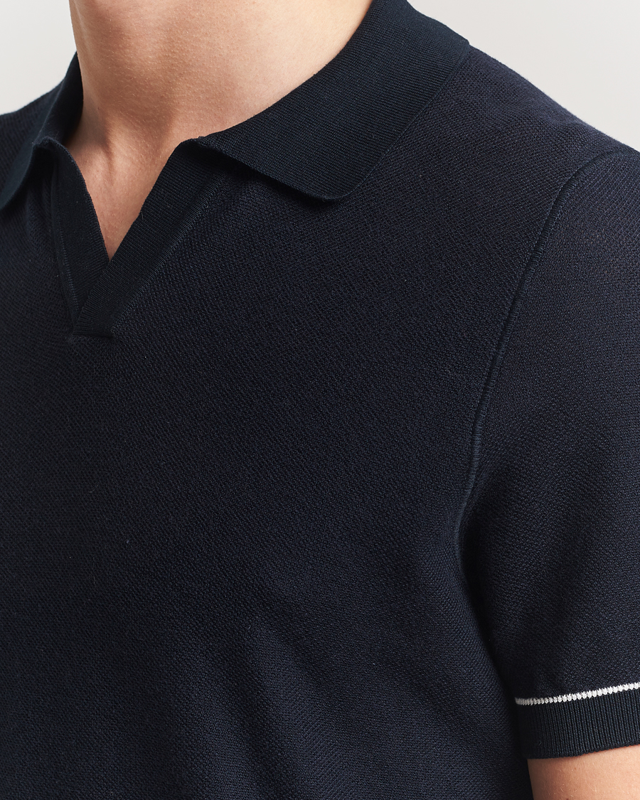 Hombres | Polos | BOSS BLACK | Jianluca Cotton/Lyocell Knitted Polo Dark Blue