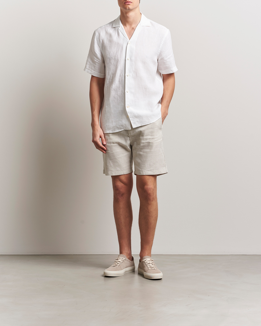 Hombres | Pantalones cortos | BOSS ORANGE | Tapered Linen Chino Drawstring Shorts Light Beige