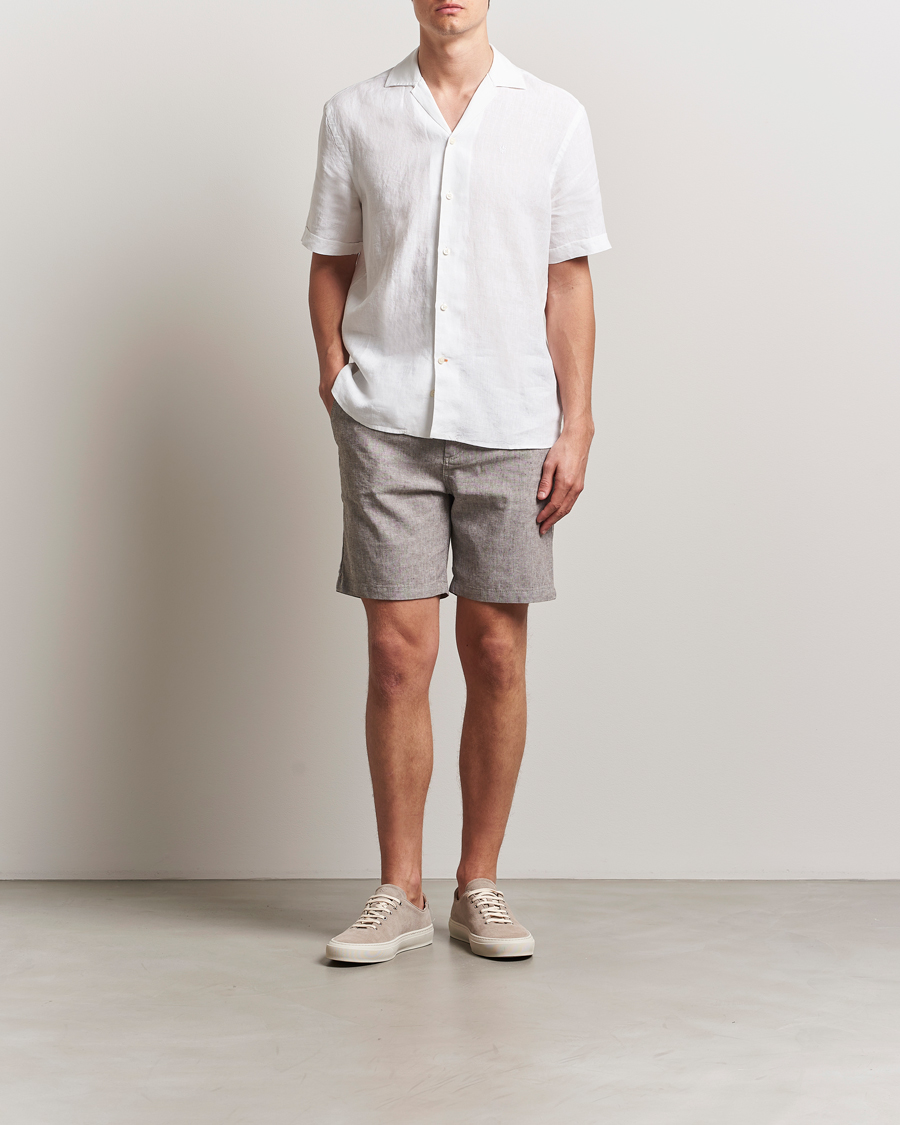 Hombres | Pantalones cortos | BOSS ORANGE | Tapered Linen Chino Drawstring Shorts Open Beige