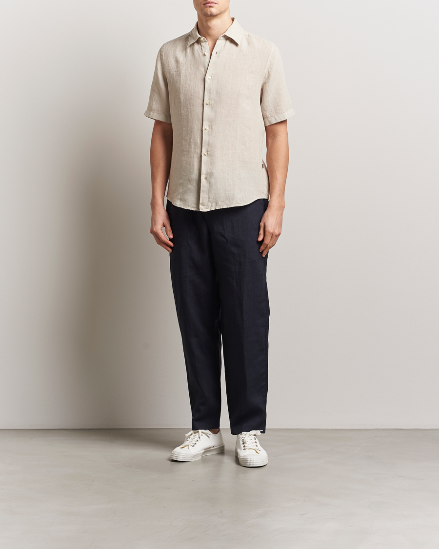 Hombres | Camisas | BOSS ORANGE | Rash Linen Short Sleeve Shirt Light Beige
