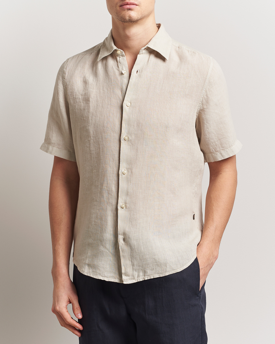 Hombres | Camisas | BOSS ORANGE | Rash Linen Short Sleeve Shirt Light Beige