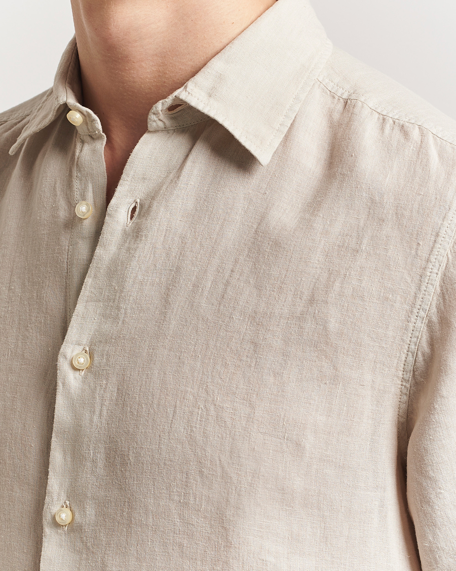 Hombres | Camisas | BOSS ORANGE | Rash Linen Short Sleeve Shirt Light Beige