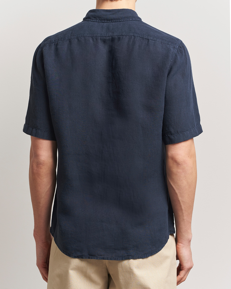 Hombres | Camisas | BOSS ORANGE | Rash Linen Short Sleeve Shirt Dark Blue