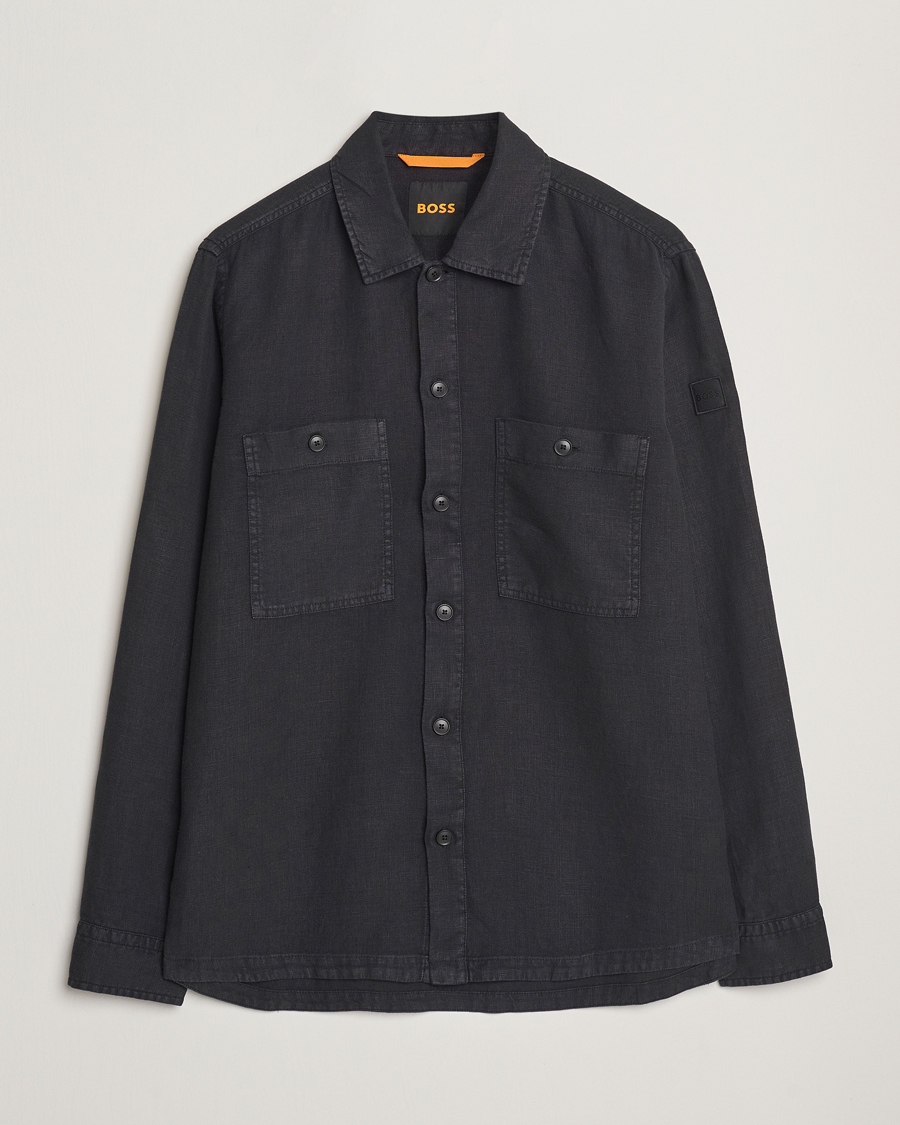 Hombres | Camisas | BOSS ORANGE | Locky Linen Overshirt Black
