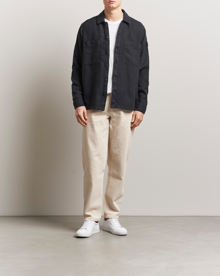 Hombres | Camisas | BOSS ORANGE | Locky Linen Overshirt Black