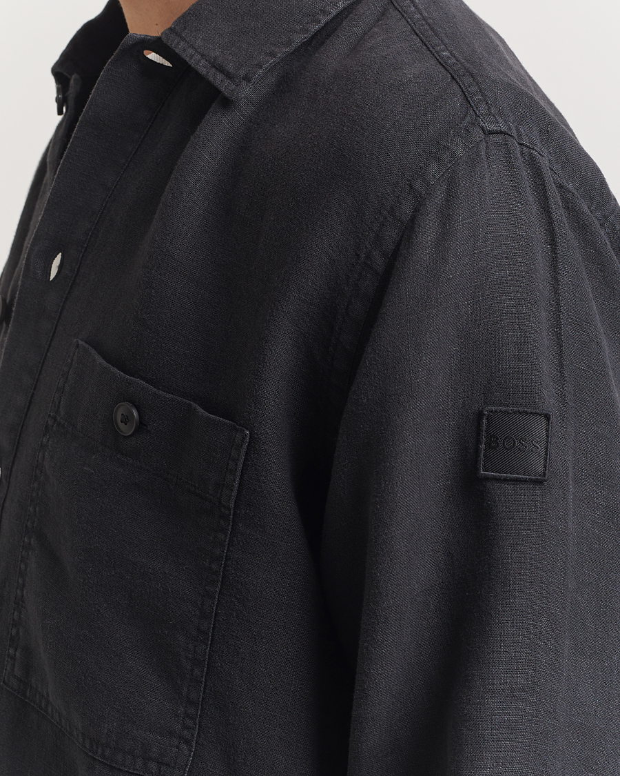 Hombres | Camisas | BOSS ORANGE | Locky Linen Overshirt Black