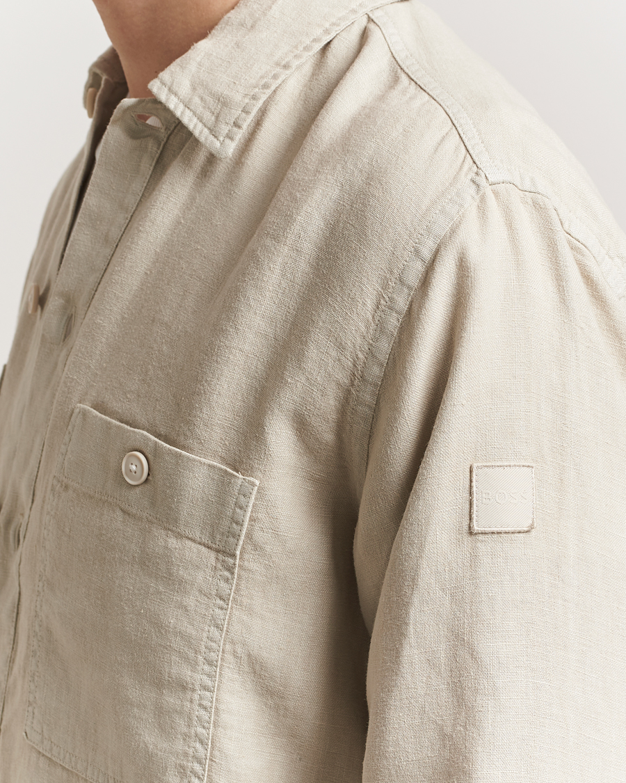 Hombres | Camisas | BOSS ORANGE | Locky Linen Overshirt Light Beige