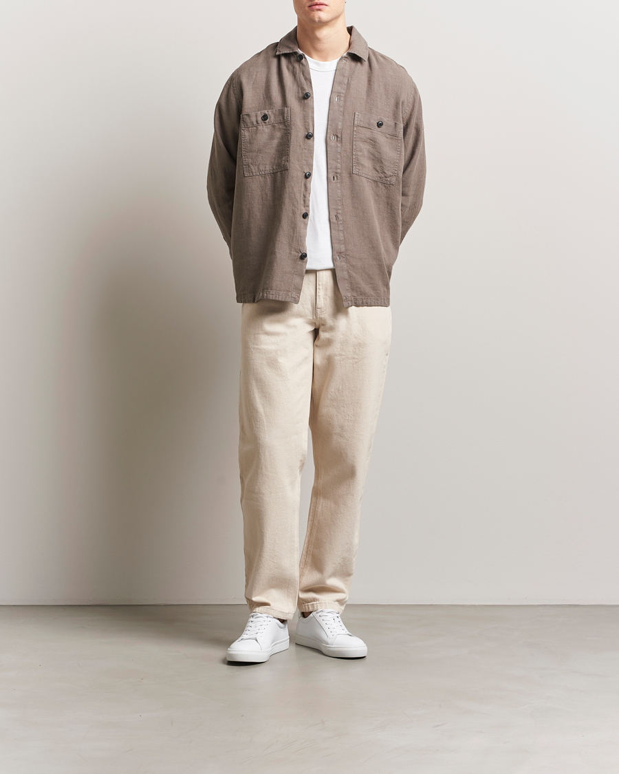 Hombres | Camisas | BOSS ORANGE | Locky Linen Overshirt Open Beige