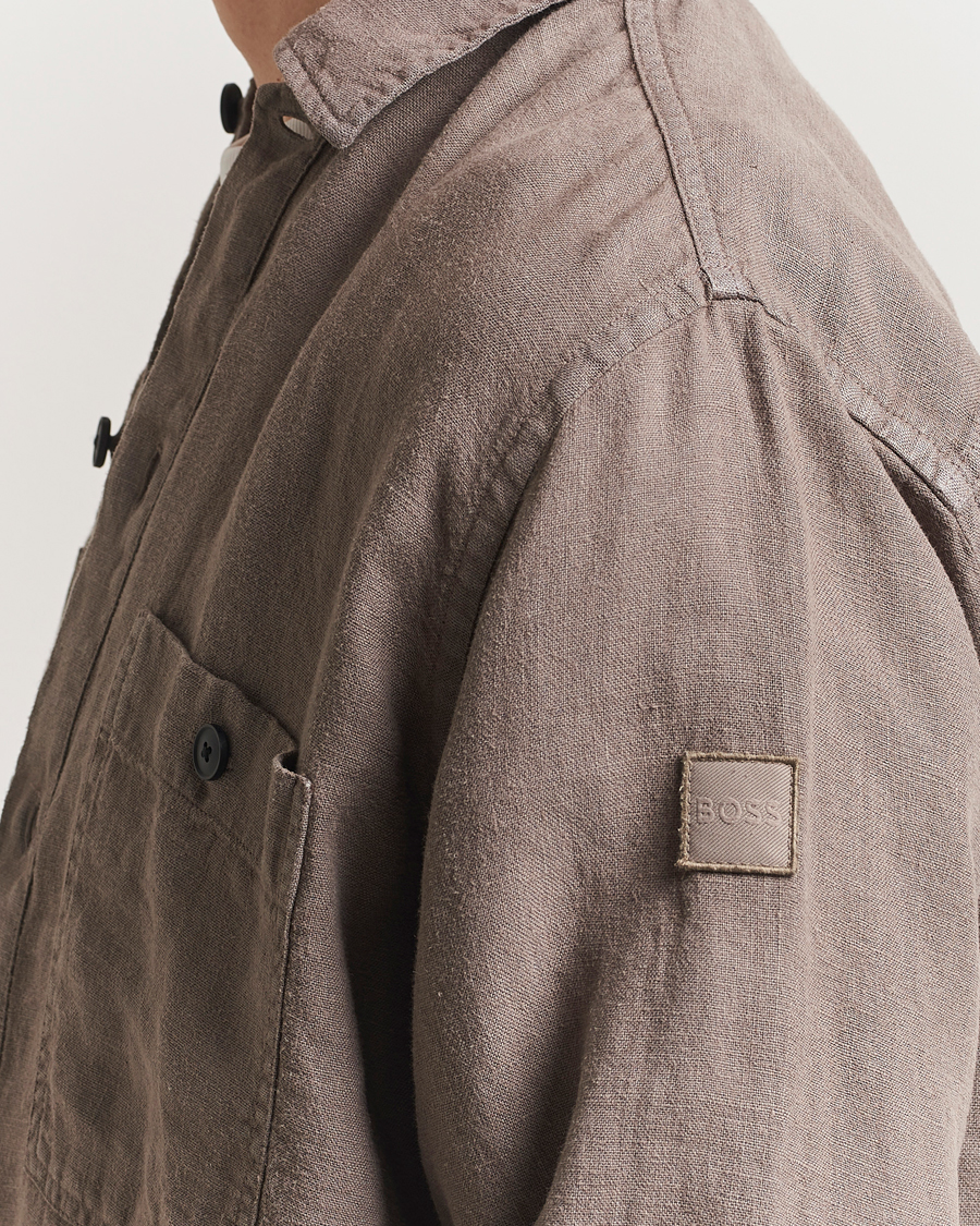 Hombres | Camisas | BOSS ORANGE | Locky Linen Overshirt Open Beige