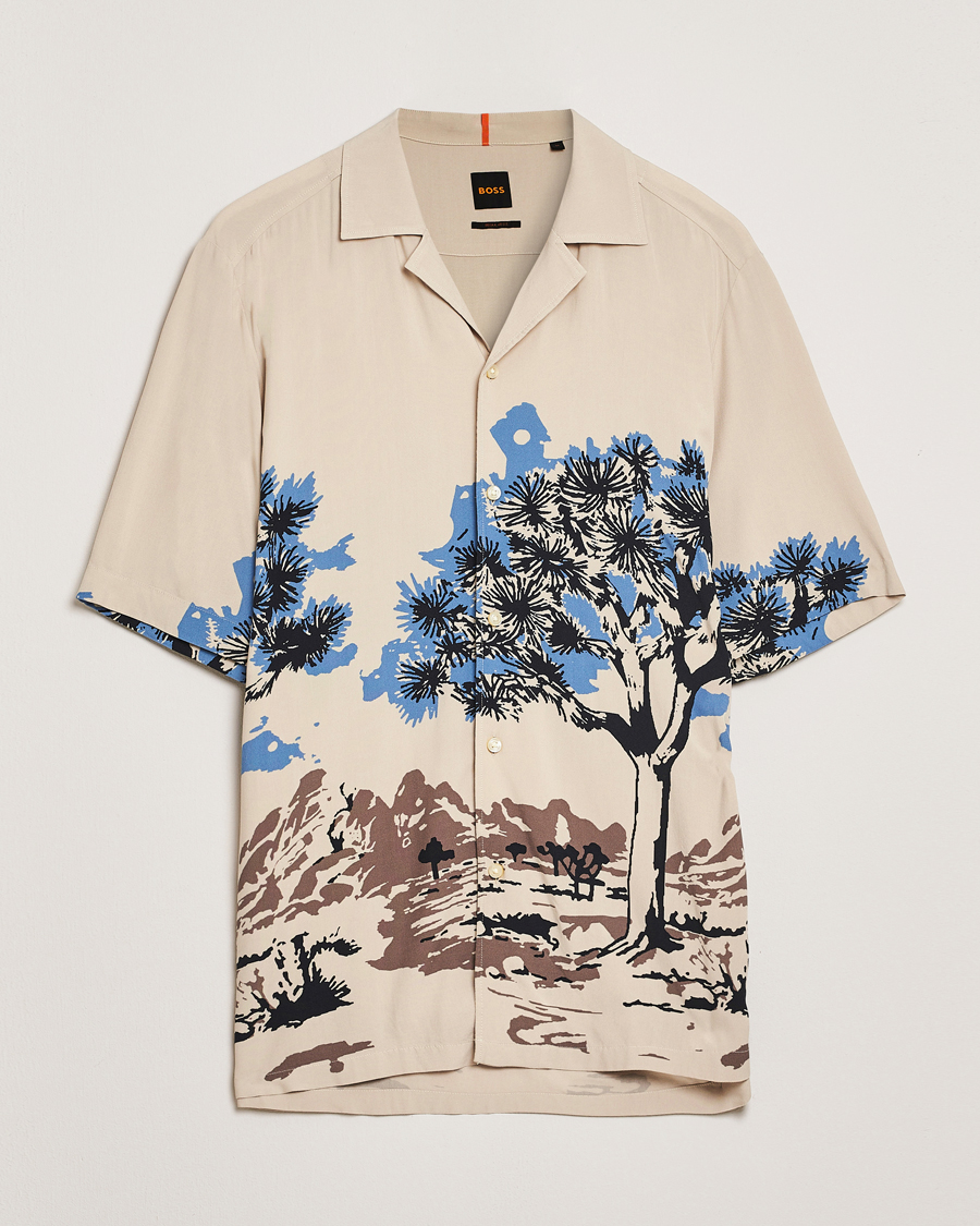 Hombres | Camisas | BOSS ORANGE | Rayer Printed Short Sleeve Shirt Light Beige