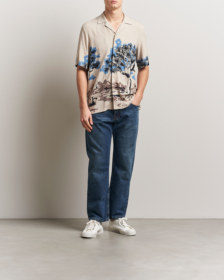 Hombres | Camisas | BOSS ORANGE | Rayer Printed Short Sleeve Shirt Light Beige