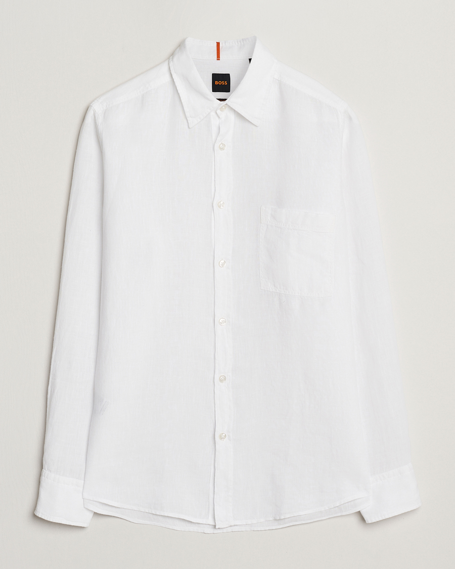 Hombres | Camisas | BOSS ORANGE | Relegant Linen Shirt White