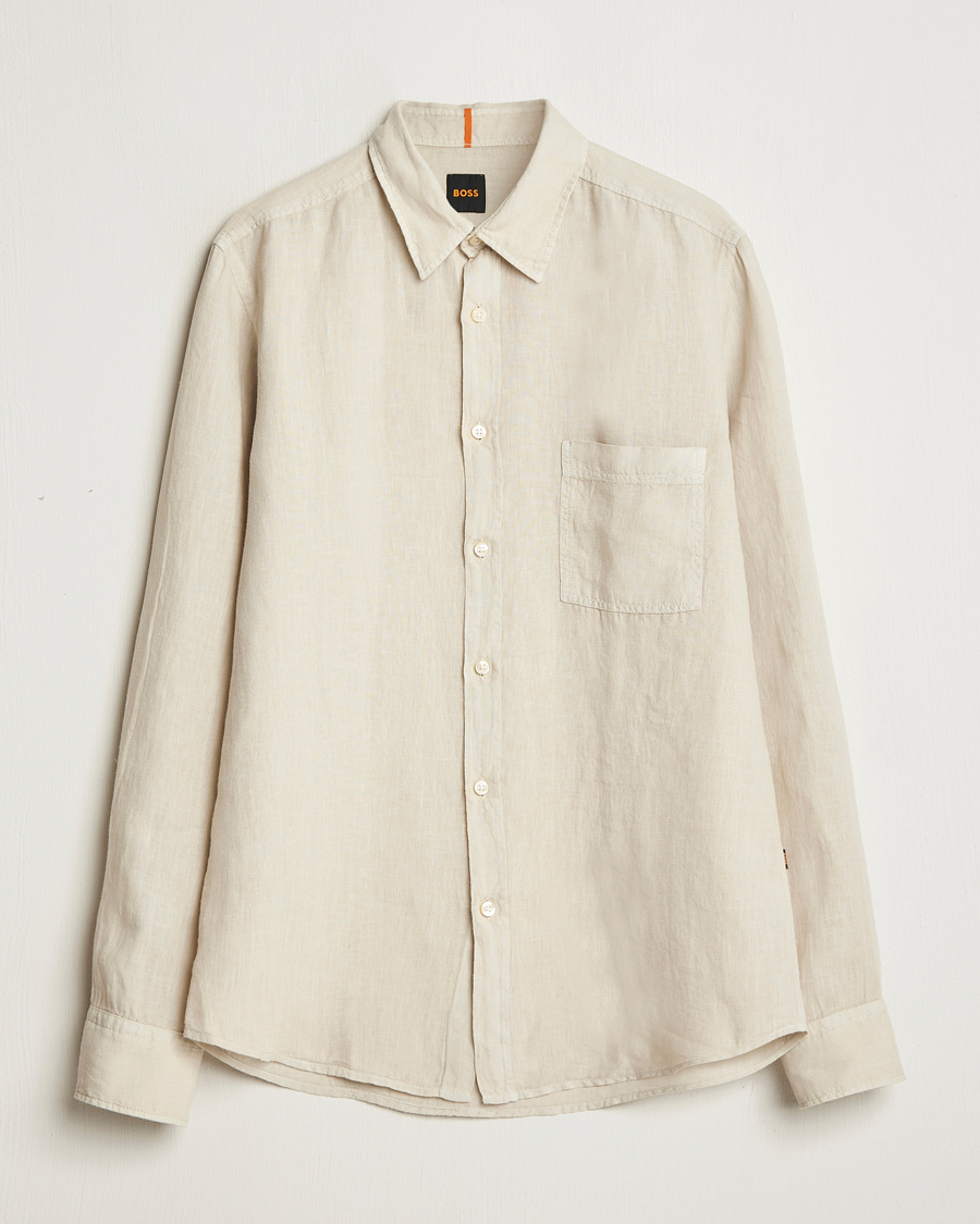 Hombres | Camisas | BOSS ORANGE | Relegant Linen Shirt Light Beige