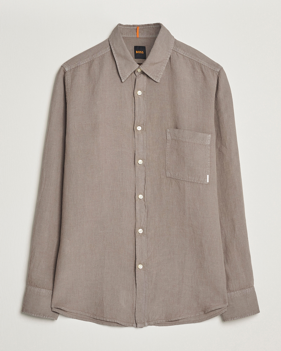 Hombres | Camisas | BOSS ORANGE | Relegant Linen Shirt Open Beige