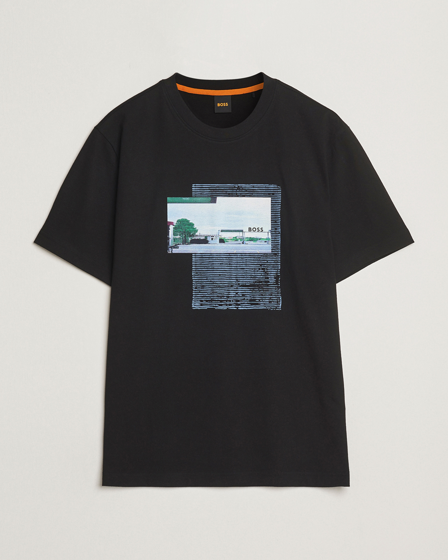 Hombres | Camisetas | BOSS ORANGE | On The Way Printed Crew Neck T-Shirt Black