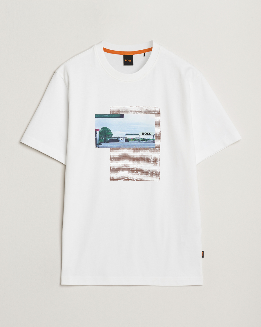 Hombres | Camisetas | BOSS ORANGE | On The Way Printed Crew Neck T-Shirt White