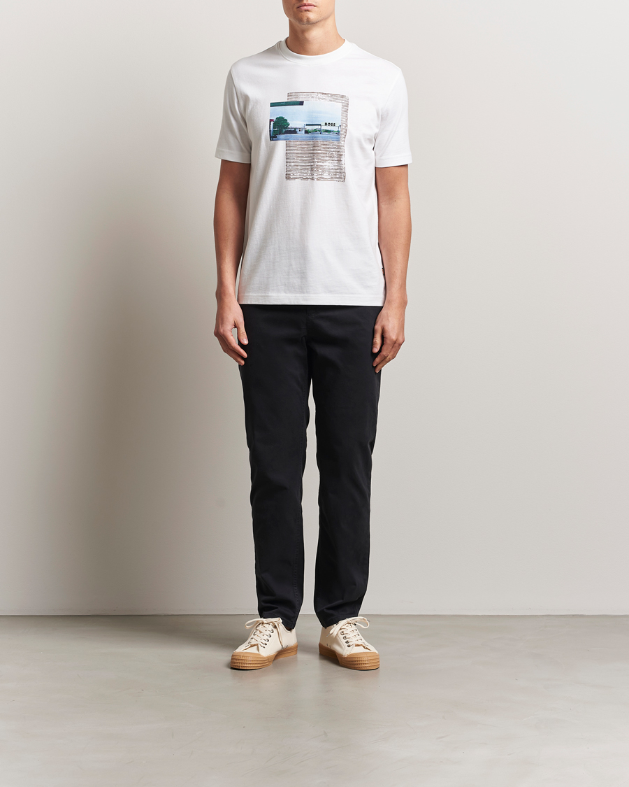 Hombres | Camisetas | BOSS ORANGE | On The Way Printed Crew Neck T-Shirt White