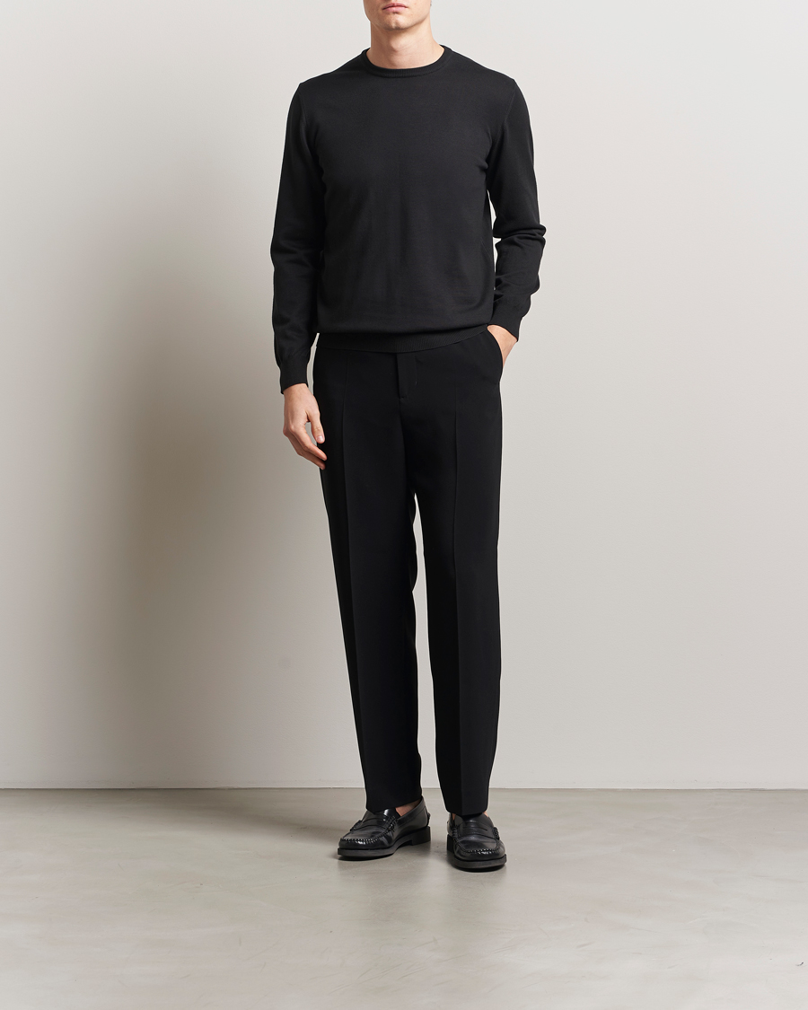 Hombres | Jerséis y prendas de punto | Morgano | Supersoft Egyptian Cotton Crew Neck Black