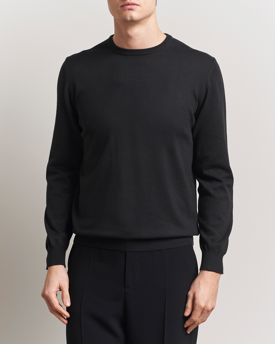 Hombres | Jerséis y prendas de punto | Morgano | Supersoft Egyptian Cotton Crew Neck Black