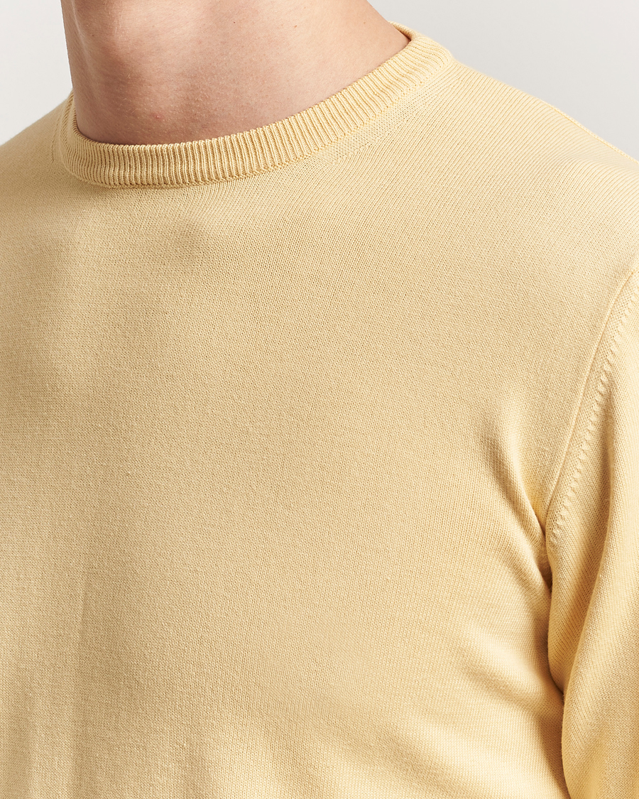 Hombres | Jerséis y prendas de punto | Morgano | Supersoft Egyptian Cotton Crew Neck Light Yellow