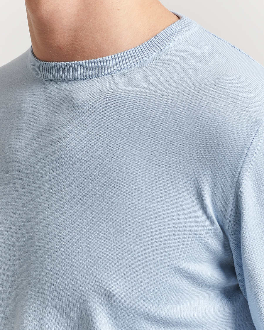 Hombres | Jerséis y prendas de punto | Morgano | Supersoft Egyptian Cotton Crew Neck Light Blue