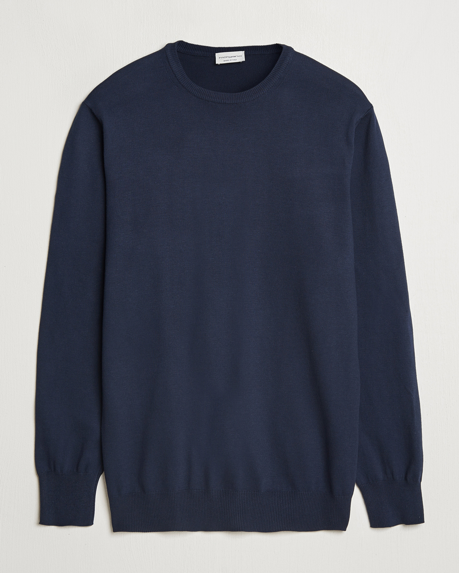 Hombres | Jerséis y prendas de punto | Morgano | Supersoft Egyptian Cotton Crew Neck Navy