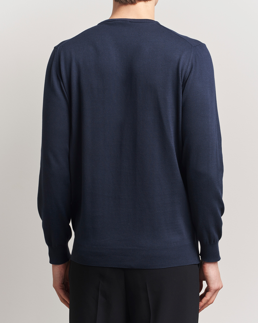 Hombres | Jerséis y prendas de punto | Morgano | Supersoft Egyptian Cotton Crew Neck Navy