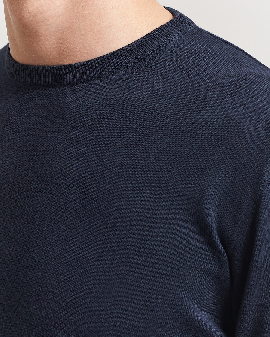 Hombres | Jerséis y prendas de punto | Morgano | Supersoft Egyptian Cotton Crew Neck Navy