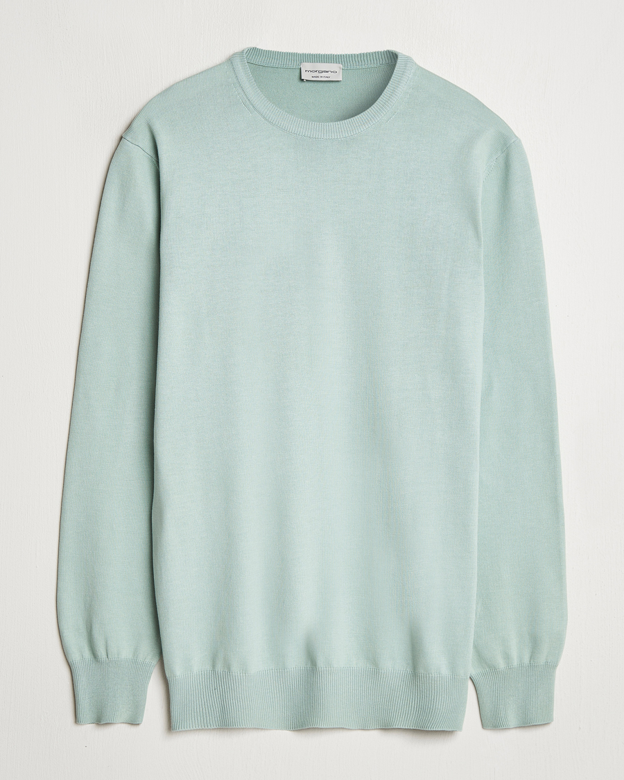 Hombres | Jerséis y prendas de punto | Morgano | Supersoft Egyptian Cotton Crew Neck Light Green
