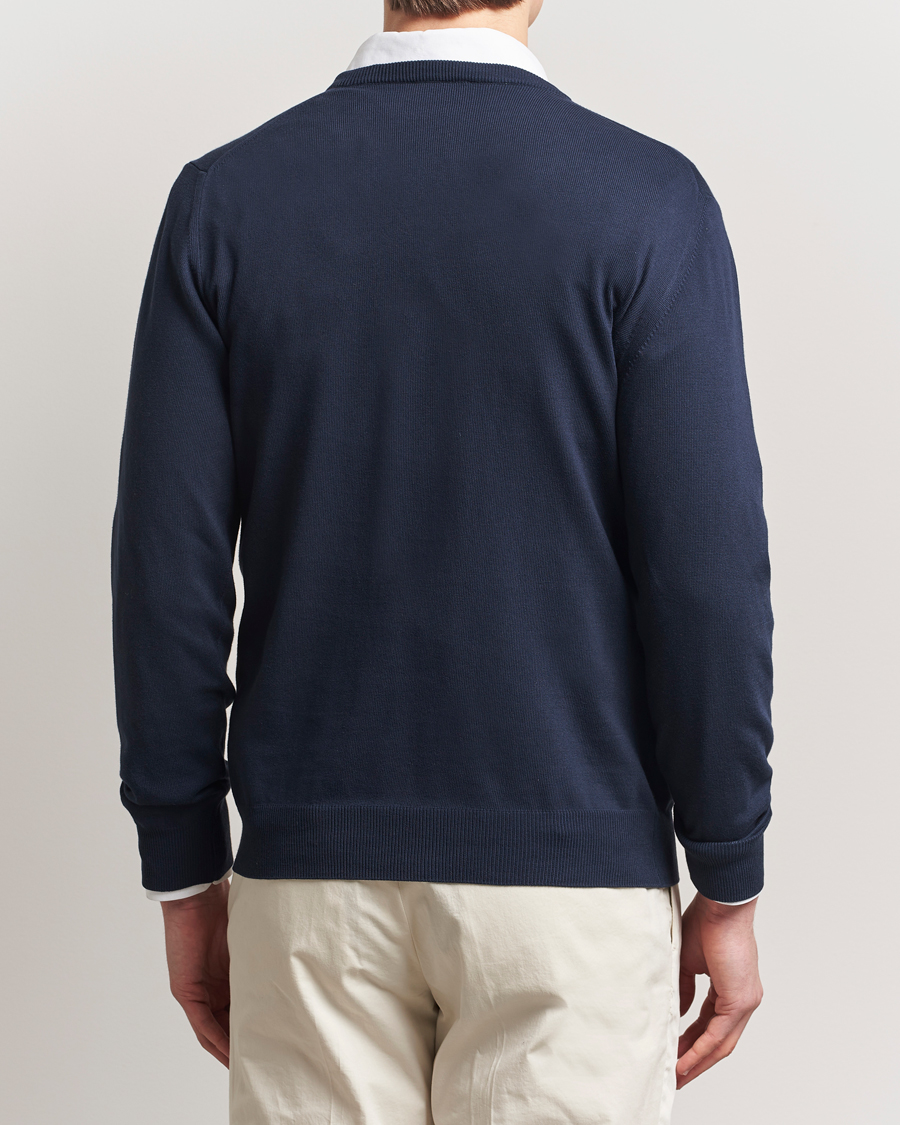 Hombres | Jerséis y prendas de punto | Morgano | Supersoft Egyptian Cotton V-Neck Navy