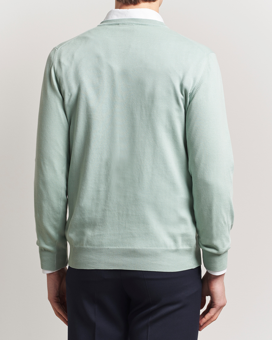 Hombres | Jerséis y prendas de punto | Morgano | Supersoft Egyptian Cotton V-Neck Light Green