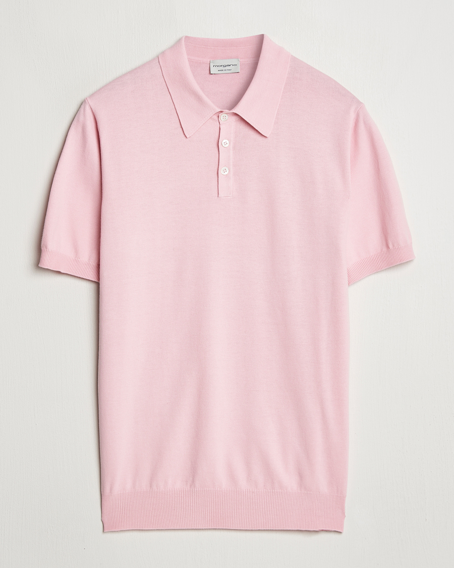 Hombres | Polos | Morgano | Supersoft Egyptian Cotton Polo Light Pink