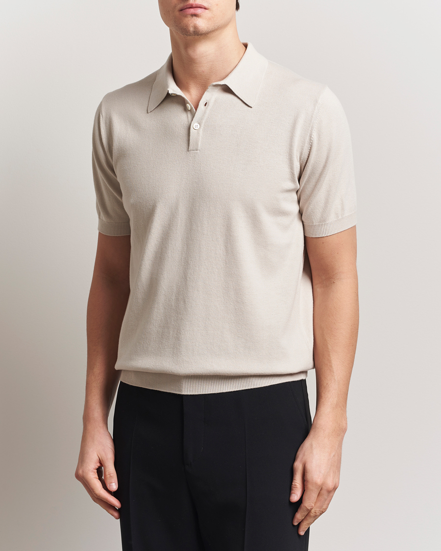 Hombres | Polos | Morgano | Supersoft Egyptian Cotton Polo Light Beige