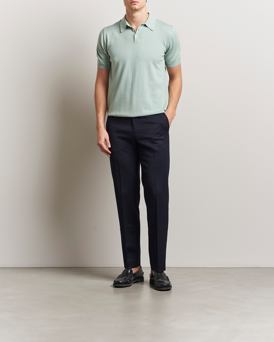 Hombres | Polos | Morgano | Supersoft Egyptian Cotton Polo Light Green