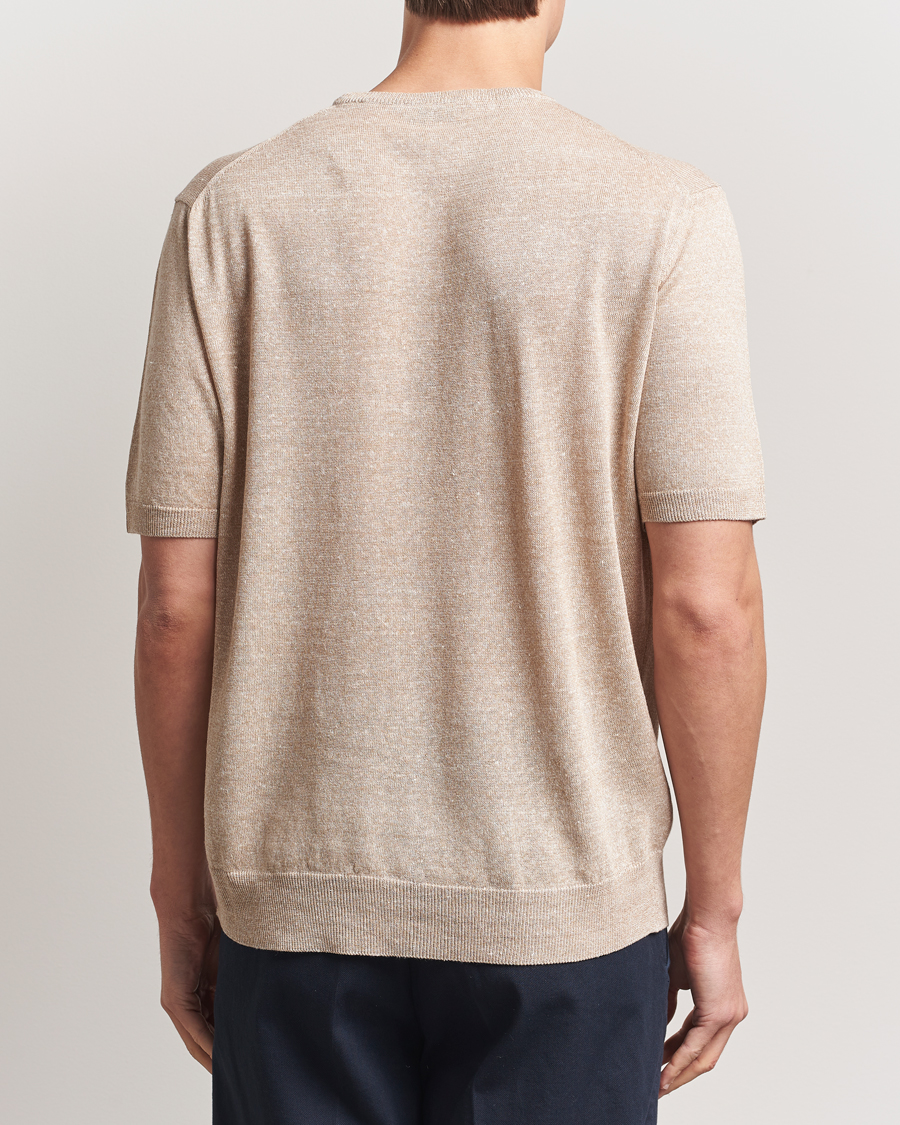 Hombres | Camisetas | Morgano | Linen/Cotton T-Shirt Beige
