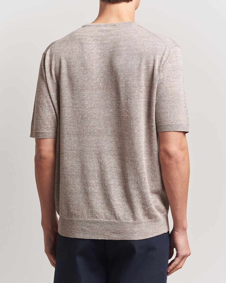 Hombres | Camisetas | Morgano | Linen/Cotton T-Shirt Brown