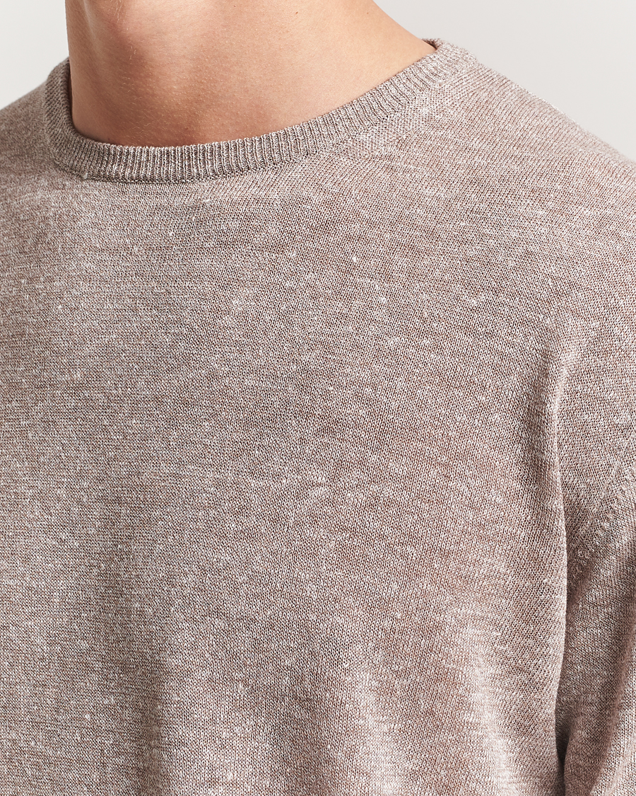 Hombres | Camisetas | Morgano | Linen/Cotton T-Shirt Brown