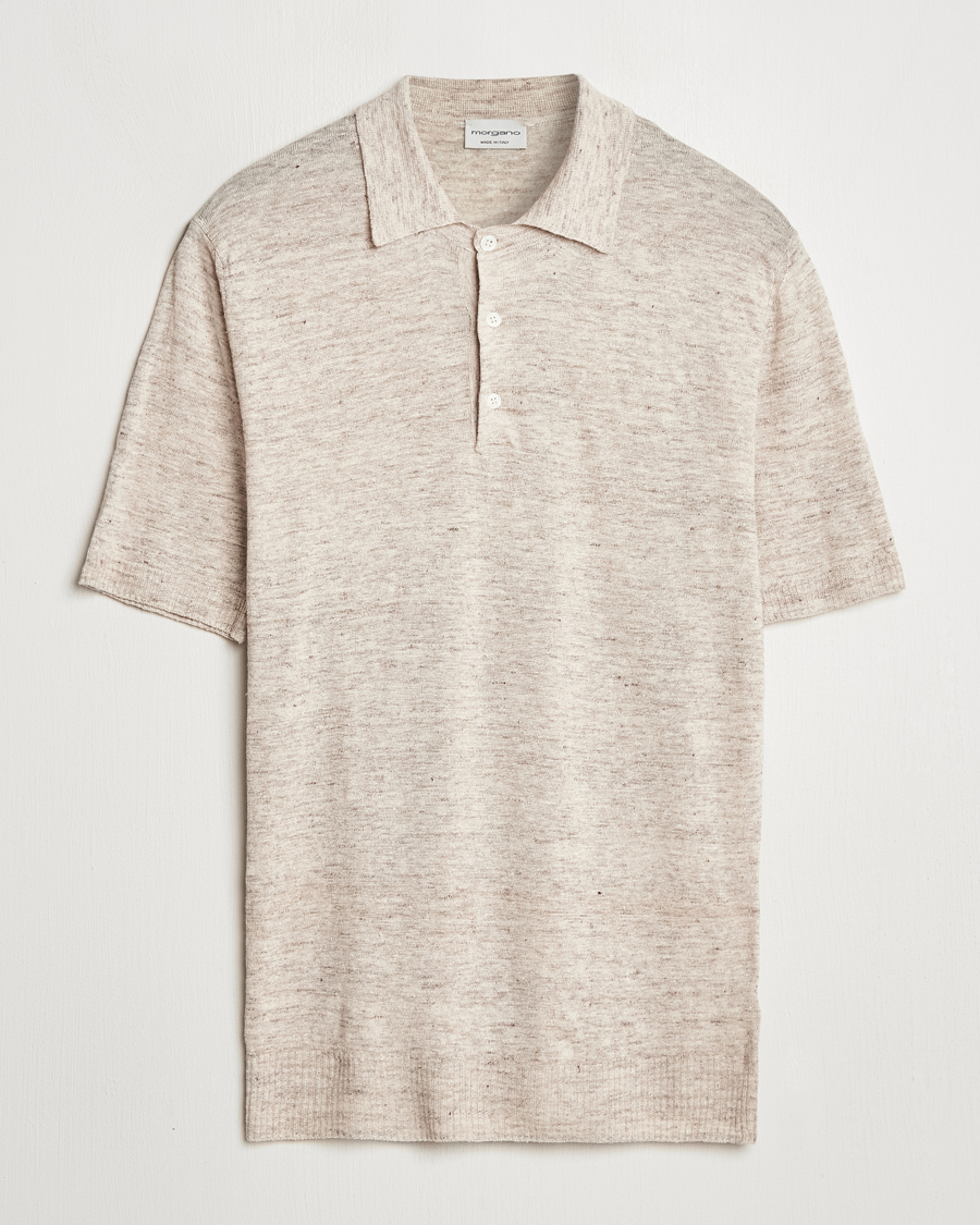 Hombres | Polos | Morgano | Linen Polo Beige