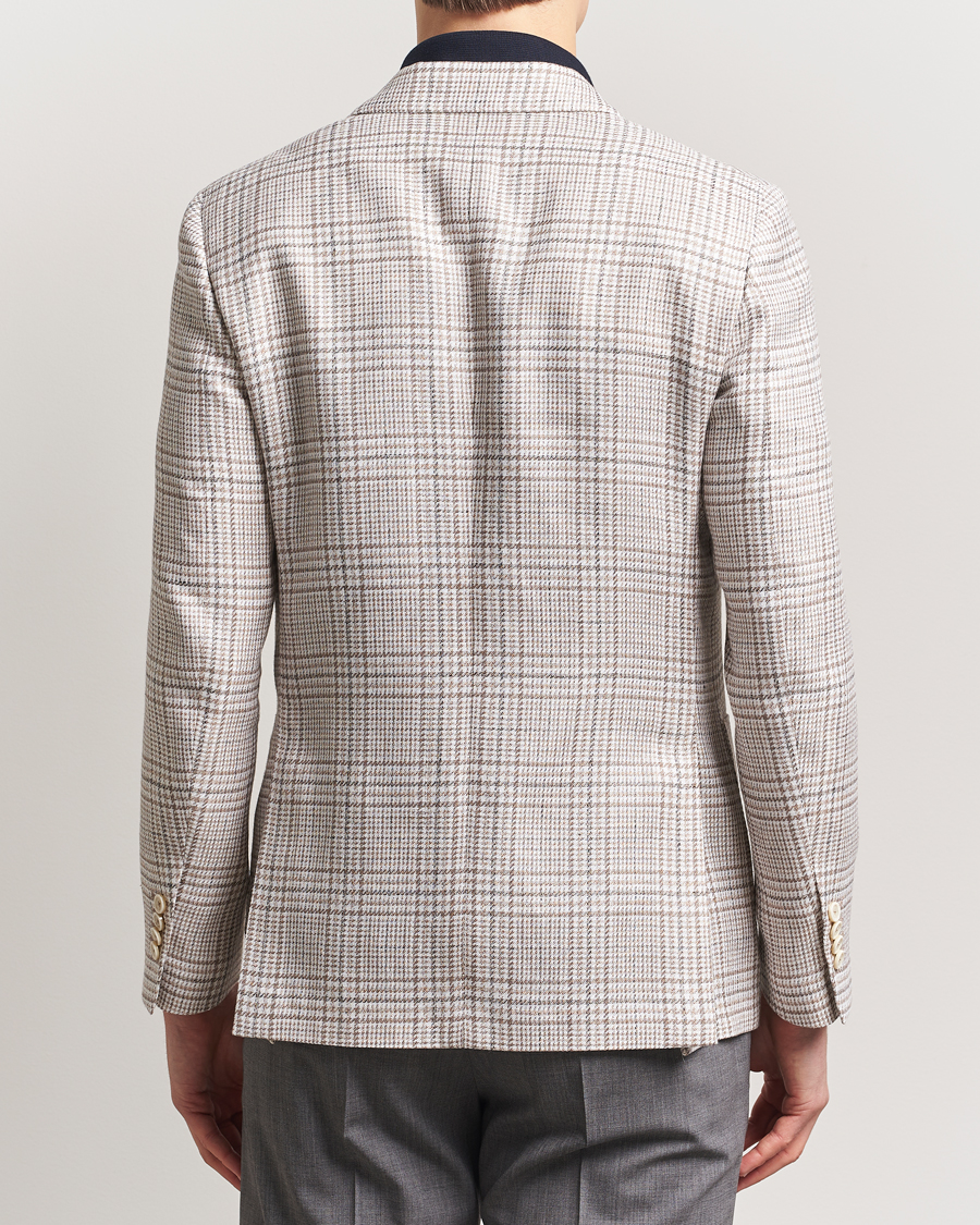 Hombres | Blazers | Lardini | Cotton/Linen Checked Blazer Beige