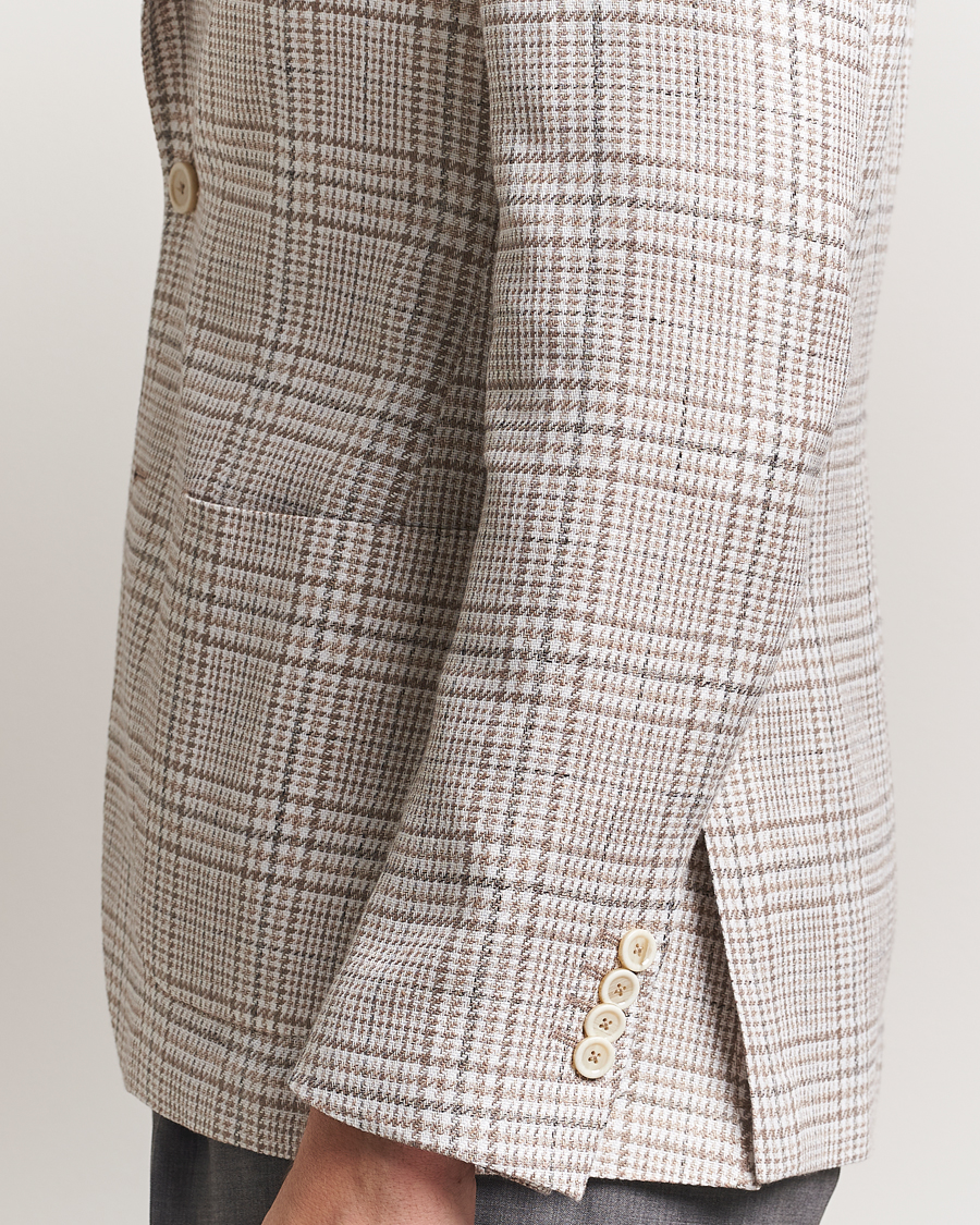 Hombres | Blazers | Lardini | Cotton/Linen Checked Blazer Beige