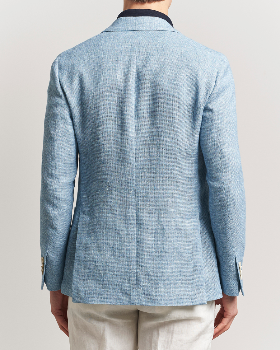 Hombres | Blazers | Lardini | Linen Crepe Canvas Blazer Light Blue