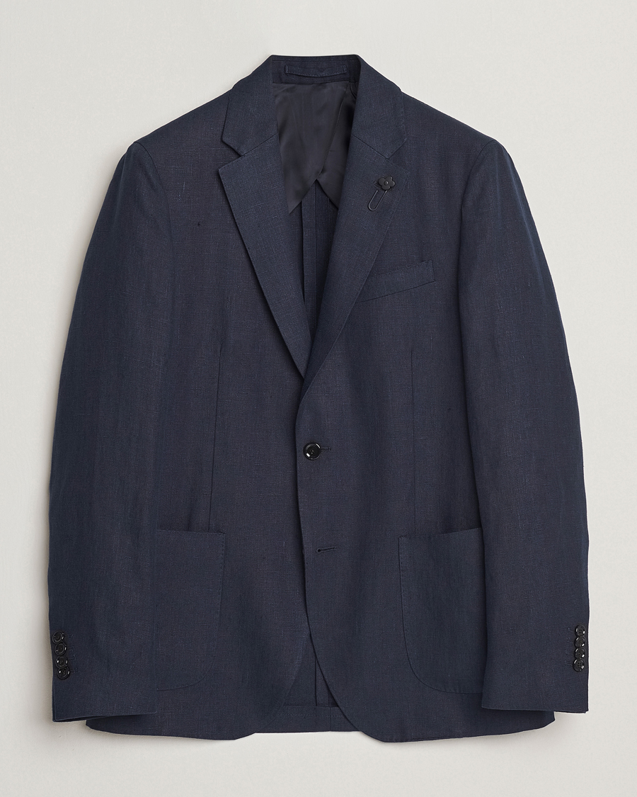 Hombres | Blazers | Lardini | Linen Canvas Blazer Navy