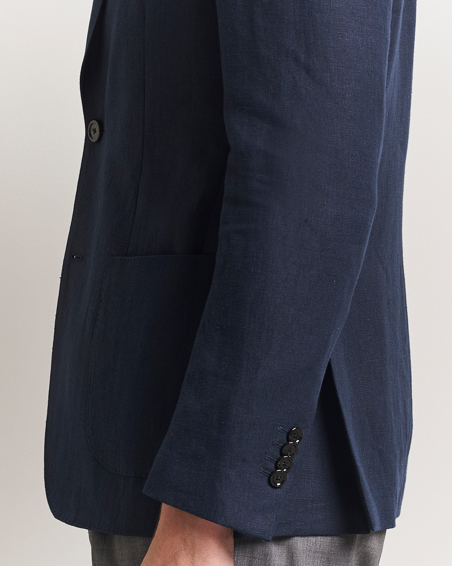 Hombres | Blazers | Lardini | Linen Canvas Blazer Navy
