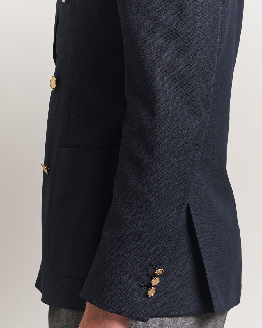 Hombres | Blazers | Lardini | Double Breasted Light Wool Blazer Navy