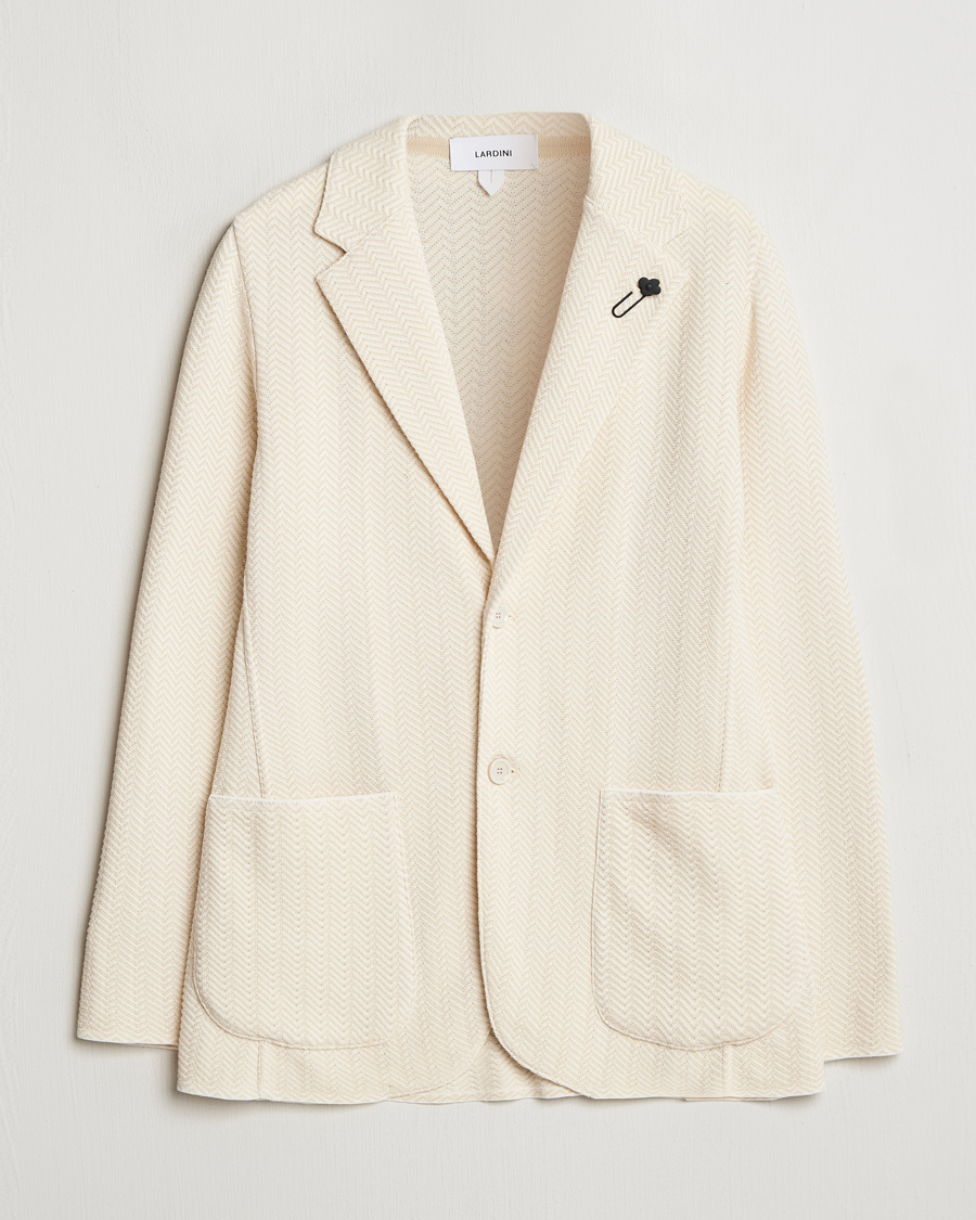 Hombres | Blazers | Lardini | Knitted Cotton Structured Blazer White/Beige