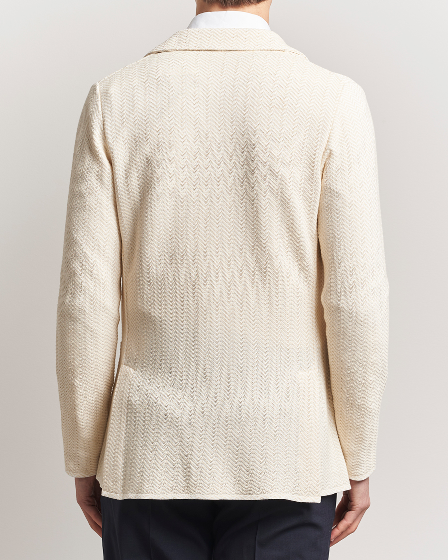 Hombres | Blazers | Lardini | Knitted Cotton Structured Blazer White/Beige