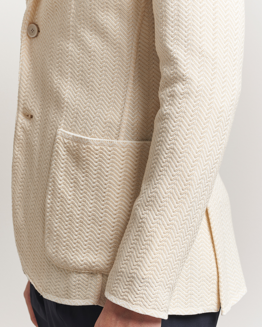 Hombres | Blazers | Lardini | Knitted Cotton Structured Blazer White/Beige